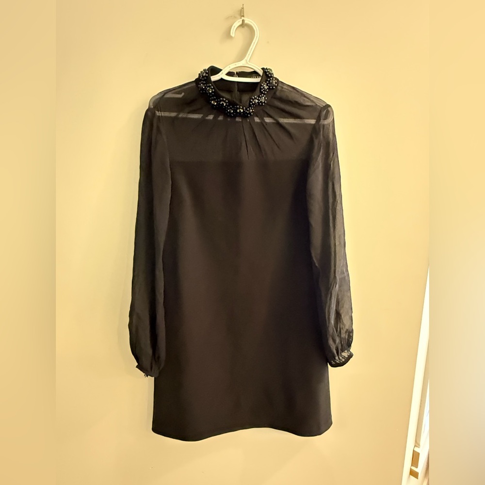 Ted Baker Black Dress with Beaded Collar
